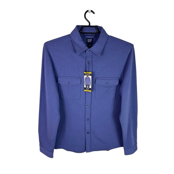 Gap Men's M Long Sleeve Knit Button Down Shirt Blue NWT - Picture 2 of 15